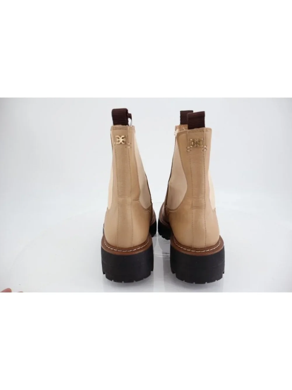 Sam Edelman Boots Laguna Chelsea Womens 6.5 Tan Leather Pull On Lug Sole Chunky